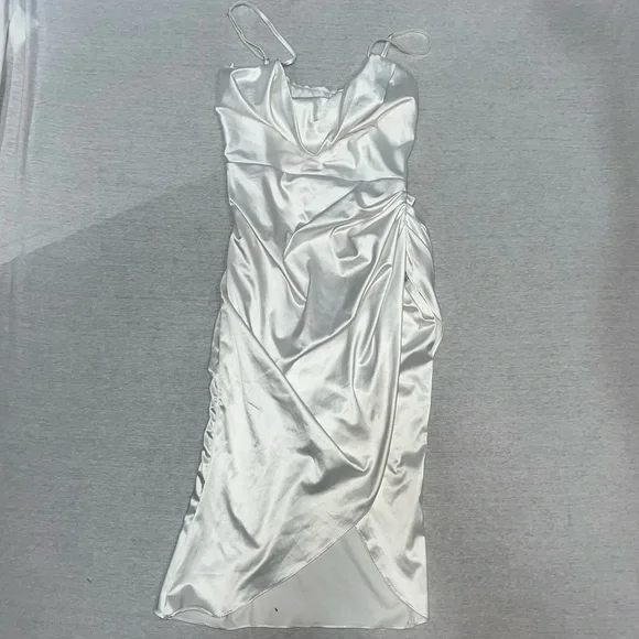flowy satin white dress flowy maxi dress white Elizabeth Strapless Corset Maxi Dress